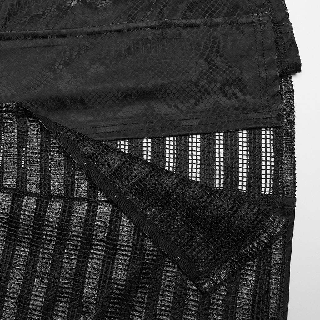 WQ-680LQF Edgy black V-Neck Punk Dress with Lace Details - Image 26