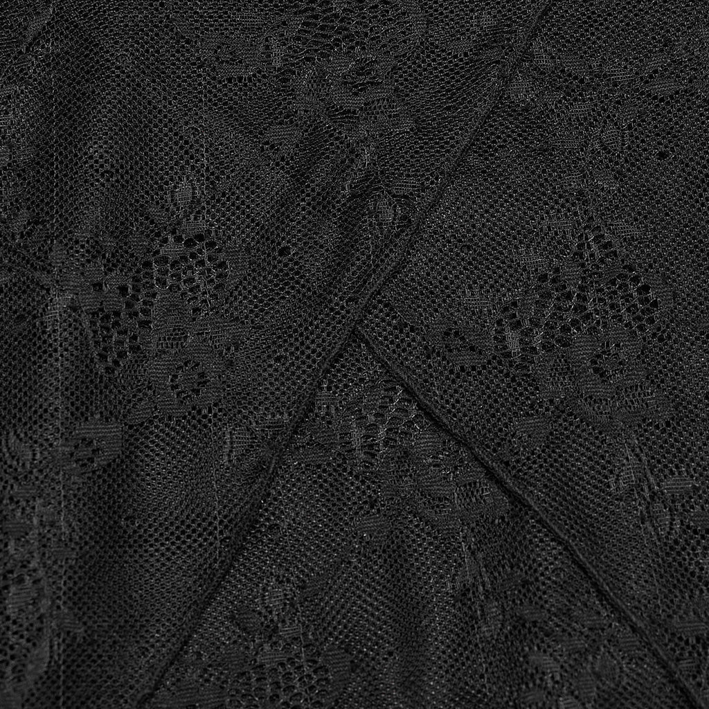 WQ-681LQF Elegant black Lace Asymmetrical Gothic Dress with Sheer Overlay - Image 9