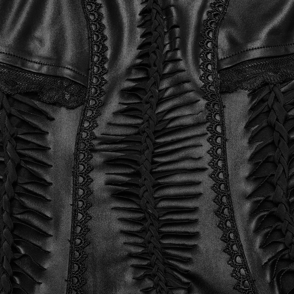 WQ-683LQF Elegant Gothic black Corset Maxi Dress With Braided Details - Image 8