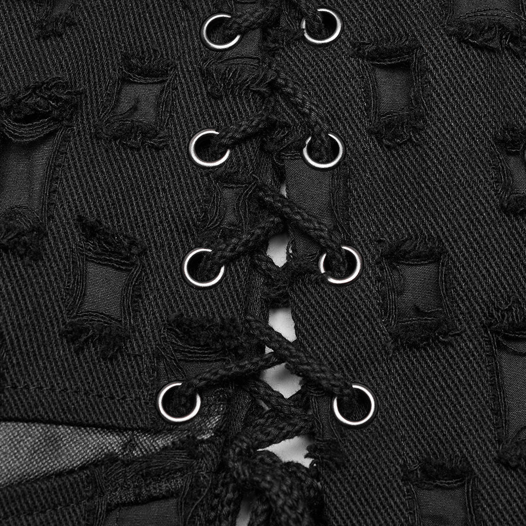 WQ-687BQF Gothic Punk Slit Skirt with Buckle Straps and Cutouts - Image 16