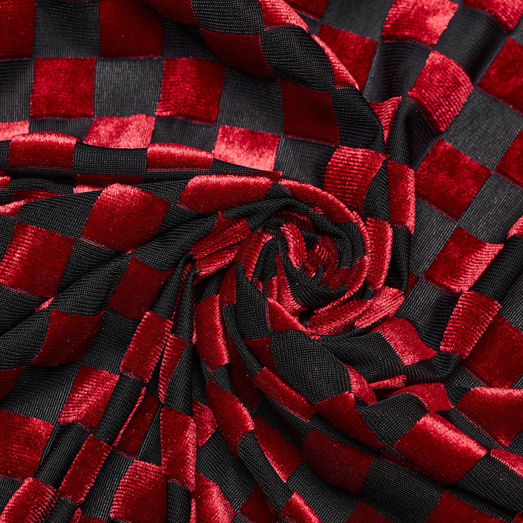 WQ-690LQF Gothic Red Plaid Dress Buckle Details Handkerchief Hem - Image 27