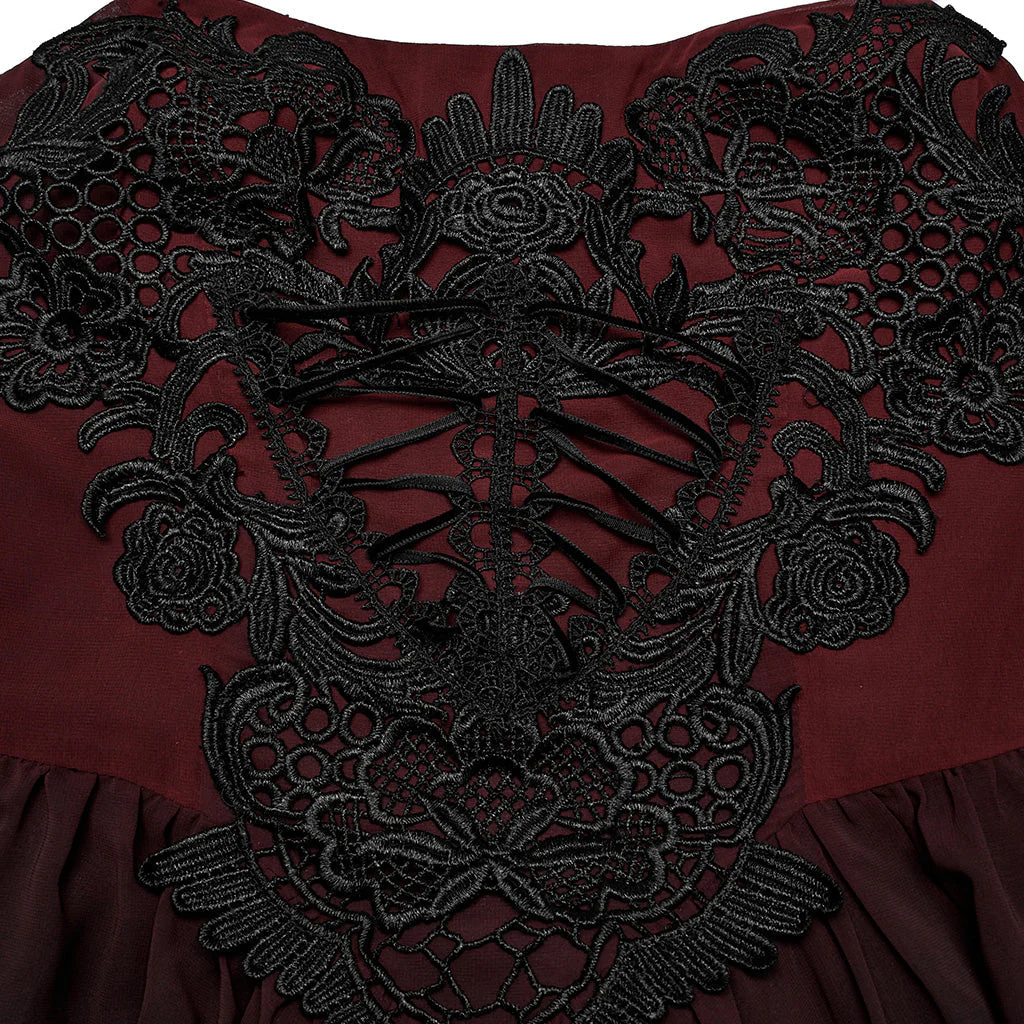 WQ-693LQF Elegant Lace-Trimmed Gothic Dress with Flowy Chiffon Layers - Image 37
