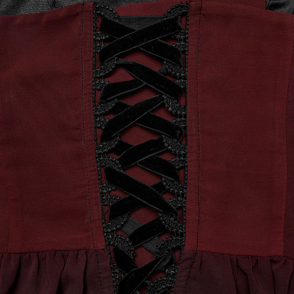 WQ-693LQF Elegant Lace-Trimmed Gothic Dress with Flowy Chiffon Layers - Image 51