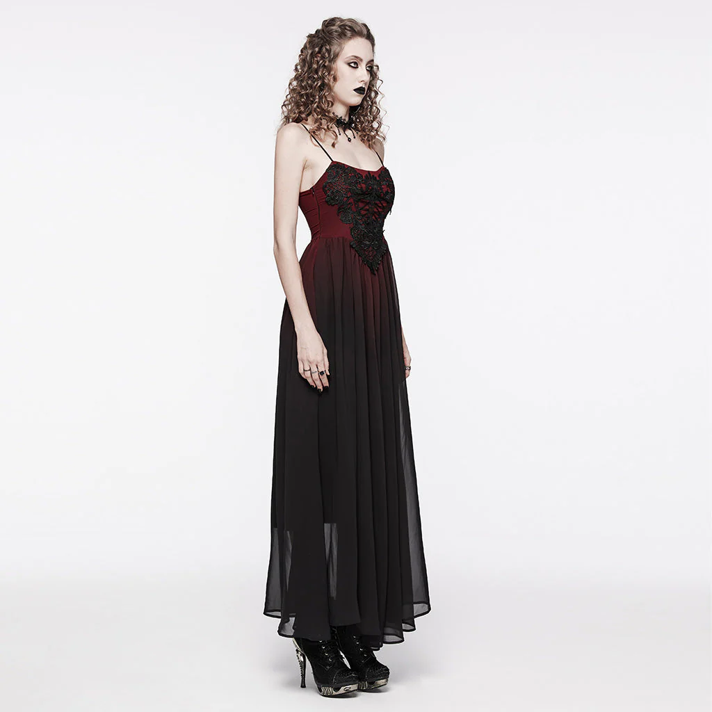 WQ-693LQF Elegant Lace-Trimmed Gothic Dress with Flowy Chiffon Layers - Image 53