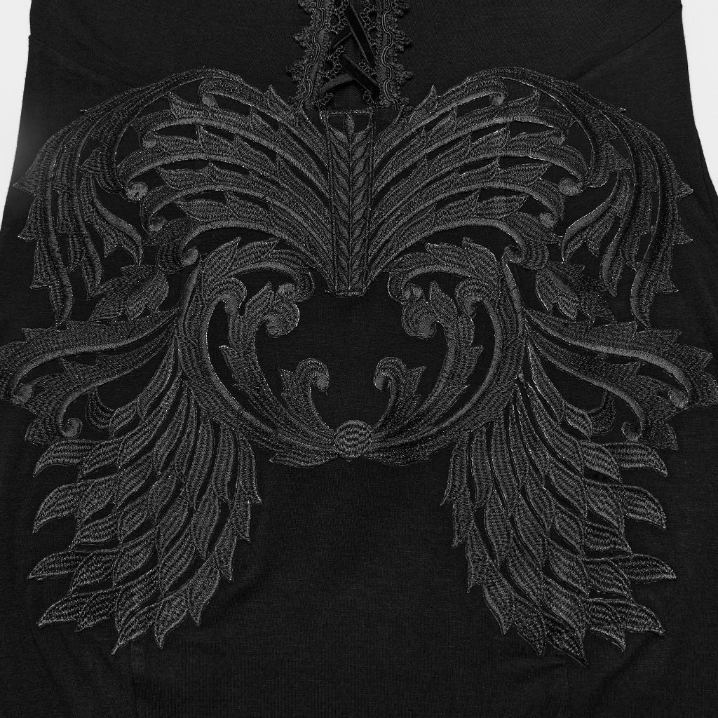 WQ-697LQF Elegant Gothic Dress Sheer Sleeves Lace-up Back Design - Image 17