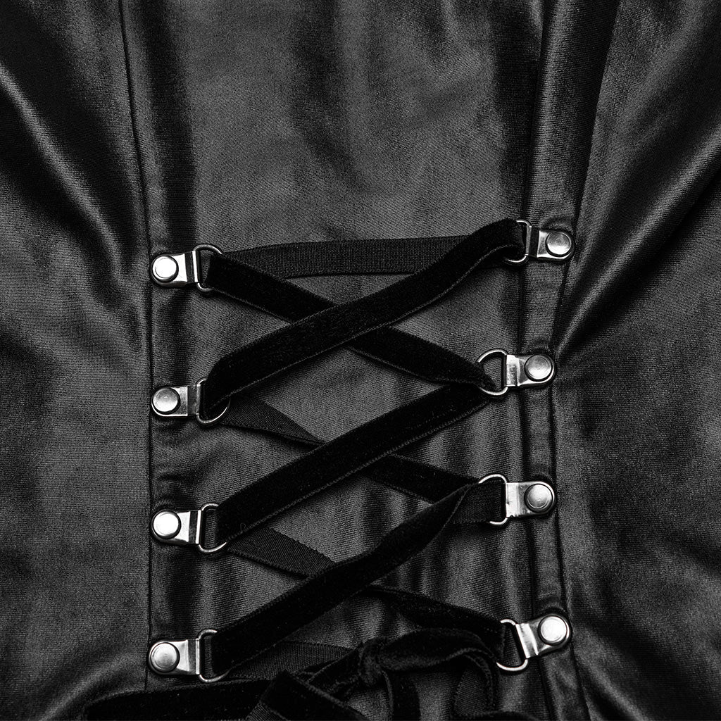WQ-699LQF Gothic Glam black-Red Strappy Studded Punk Dress - Image 29