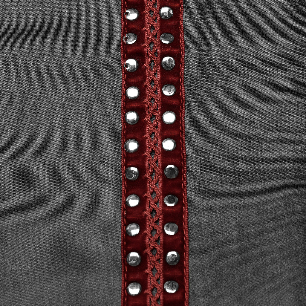 WQ-699LQF Gothic Glam black-Red Strappy Studded Punk Dress - Image 8