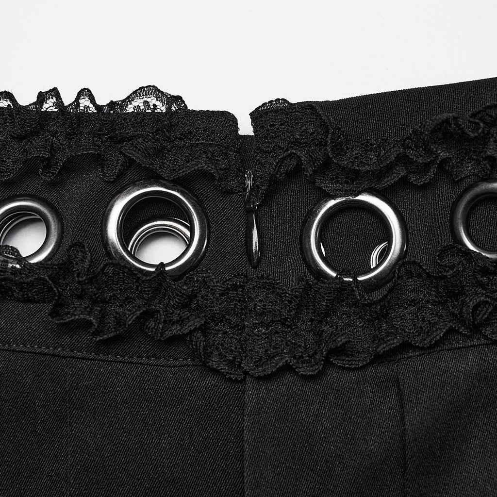 WQ-700DQF Edgy Pleated Punk Skirt with Buckle and Ruffled Trim - Image 10