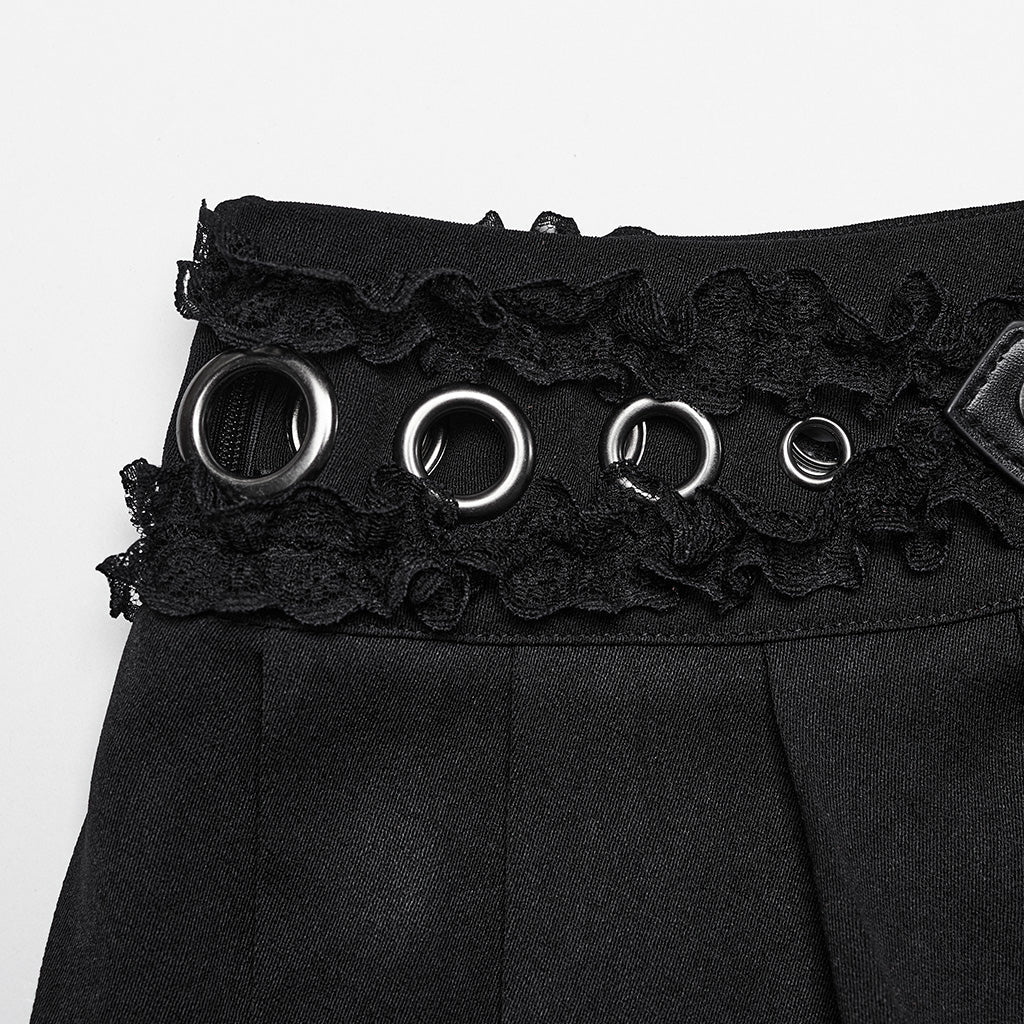 WQ-700DQF Edgy Pleated Punk Skirt with Buckle and Ruffled Trim - Image 8