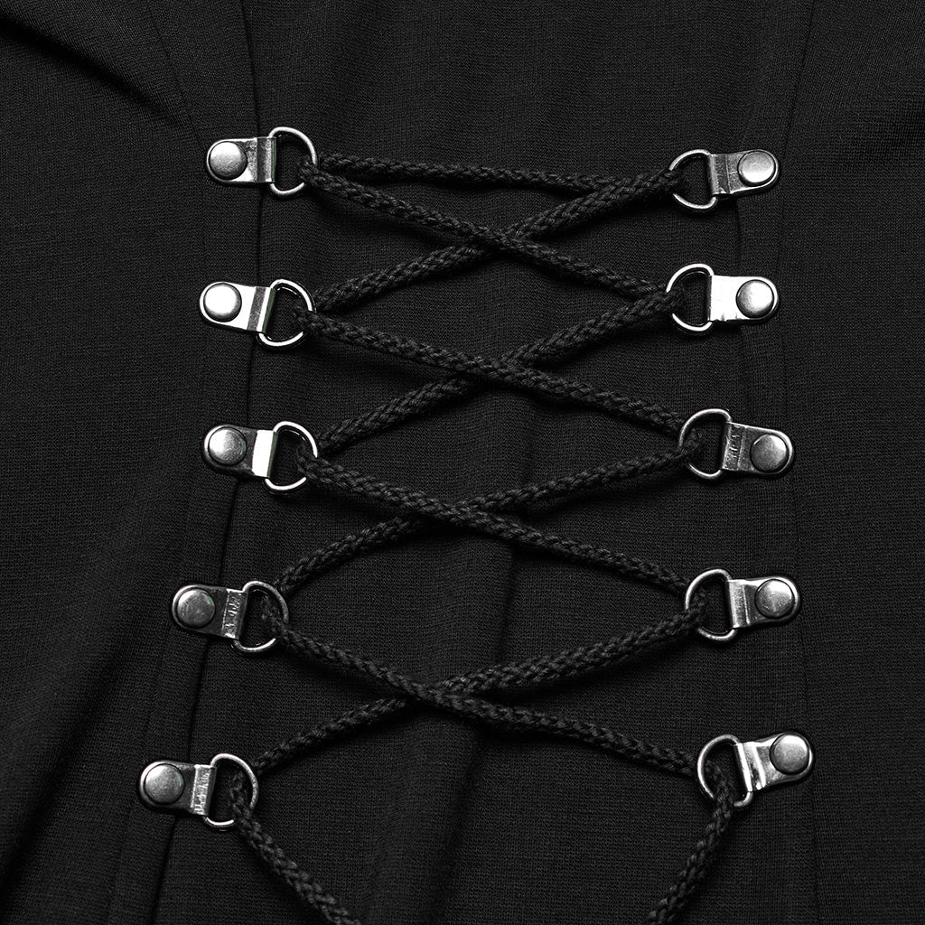WQ-701BQF Gothic Strappy Lace-Up black Maxi Punk Dress - Image 9