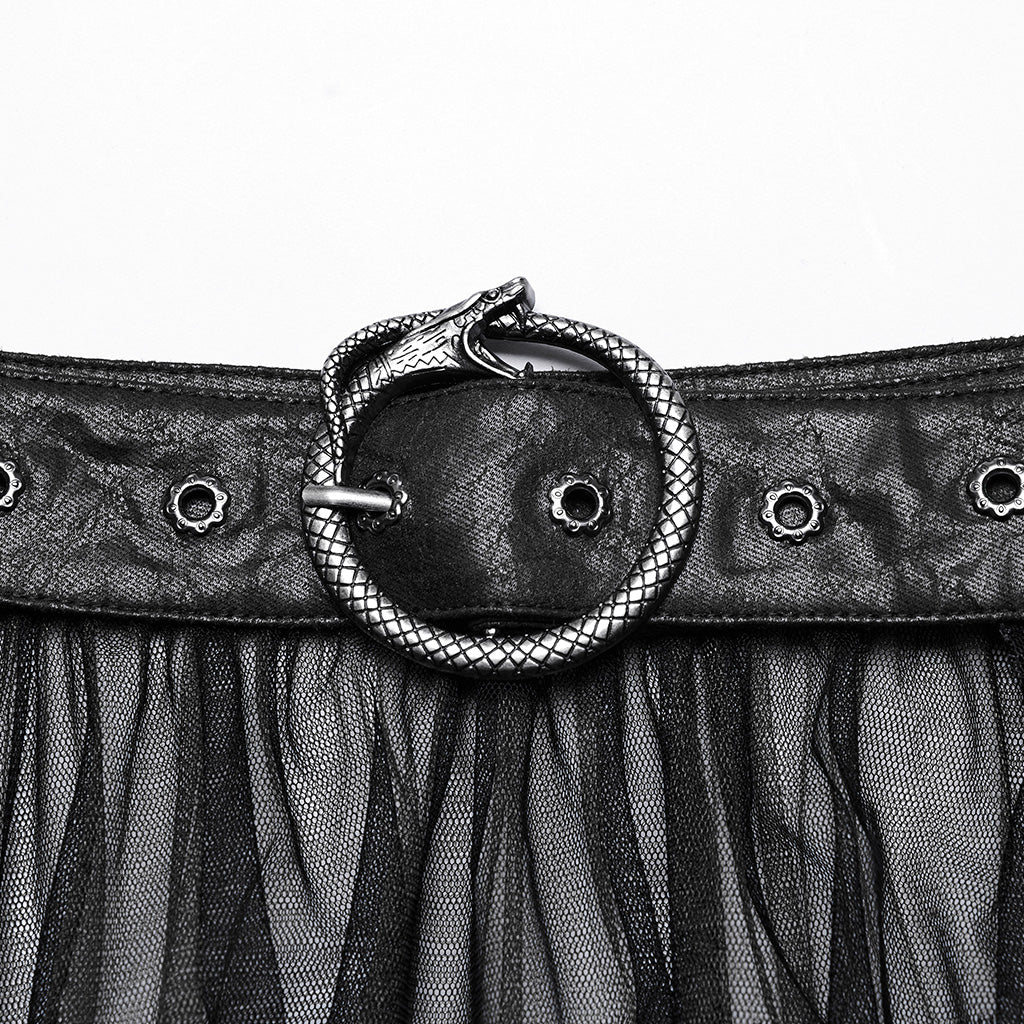 WQ-704BQF Gothic Mesh Layered Tulle Punk Skirt With Belt - Image 22