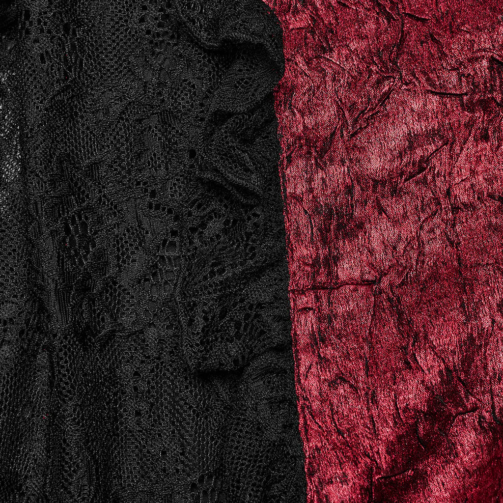 WQ-706BQF Lace Embellished black Maxi Gothic Skirt with Ruffled Sides - Image 12