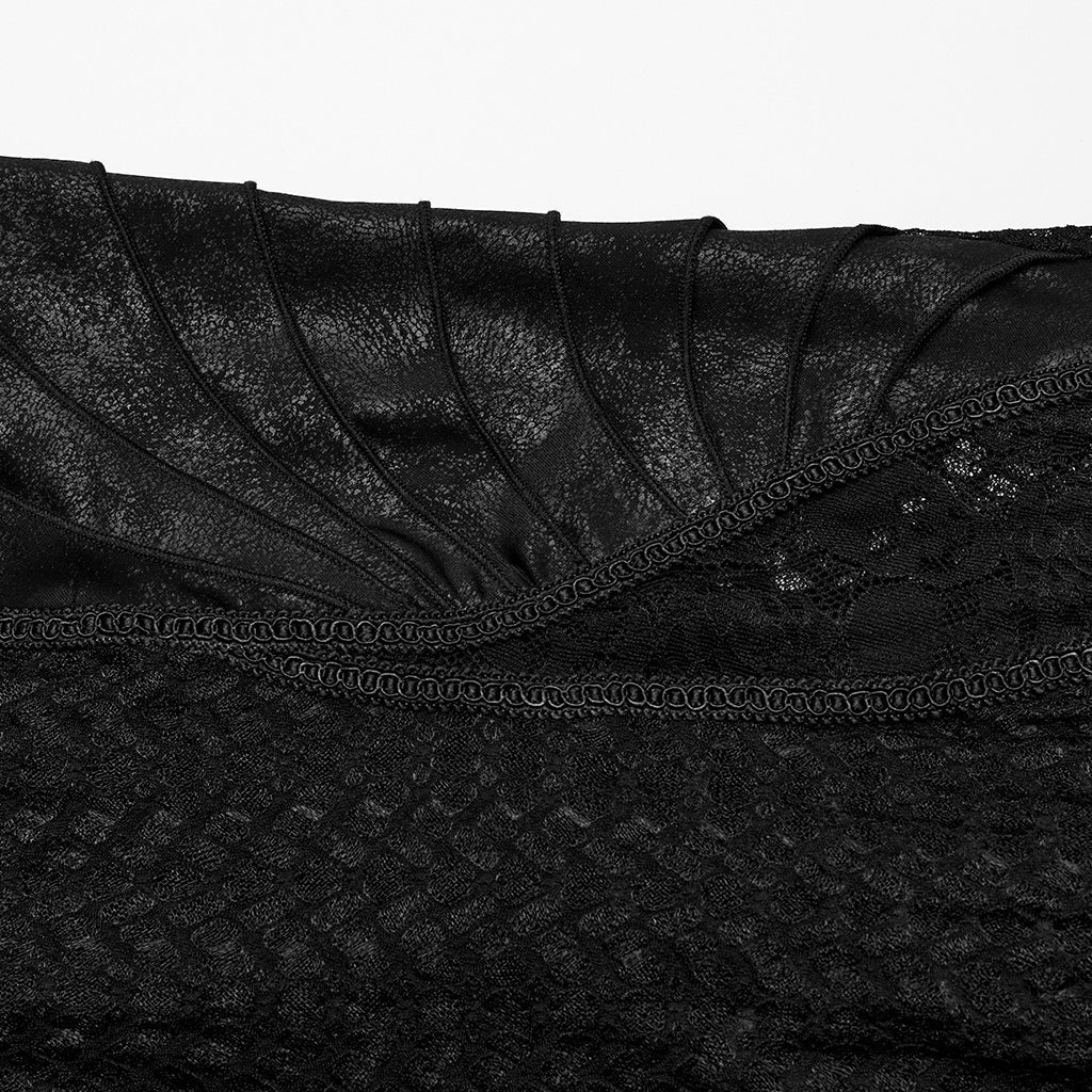WQ-710LQF Sheer Lace Gothic Maxi Dress With Flared Hem Design - Image 8