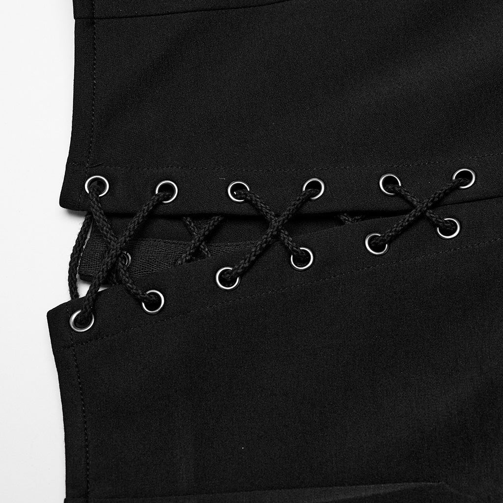 WQ-716BQF Edgy Cross-Detail Long Punk Skirt with Side Drawstrings - Image 18