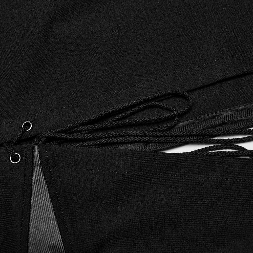 WQ-716BQF Edgy Cross-Detail Long Punk Skirt with Side Drawstrings - Image 19