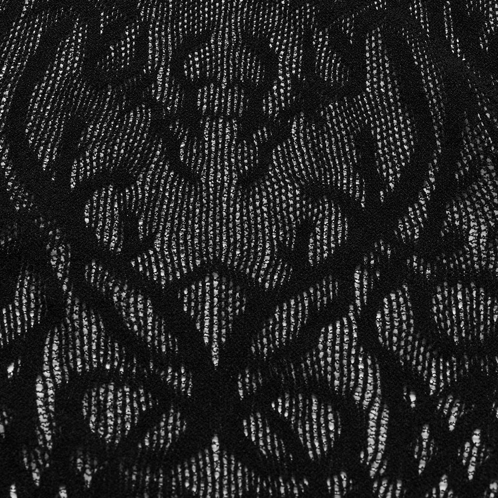 WQ-717LQF Black Mesh Gothic Dress Long Sleeve High Neck Lace Design - Image 7