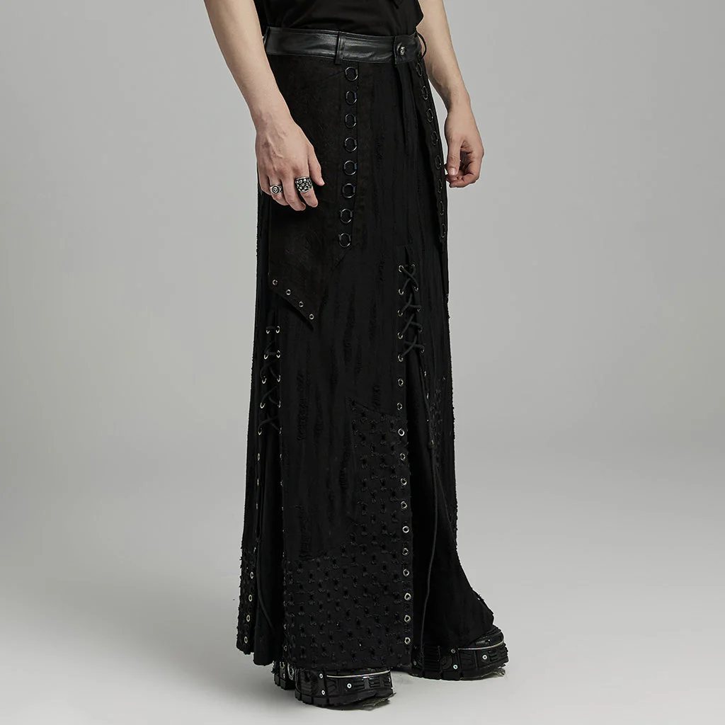 WQ-718BQM Elegant Gothic Punk Skirt with Lace-Up Details - Image 13