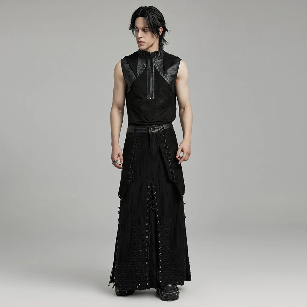 WQ-718BQM Elegant Gothic Punk Skirt with Lace-Up Details - Image 5