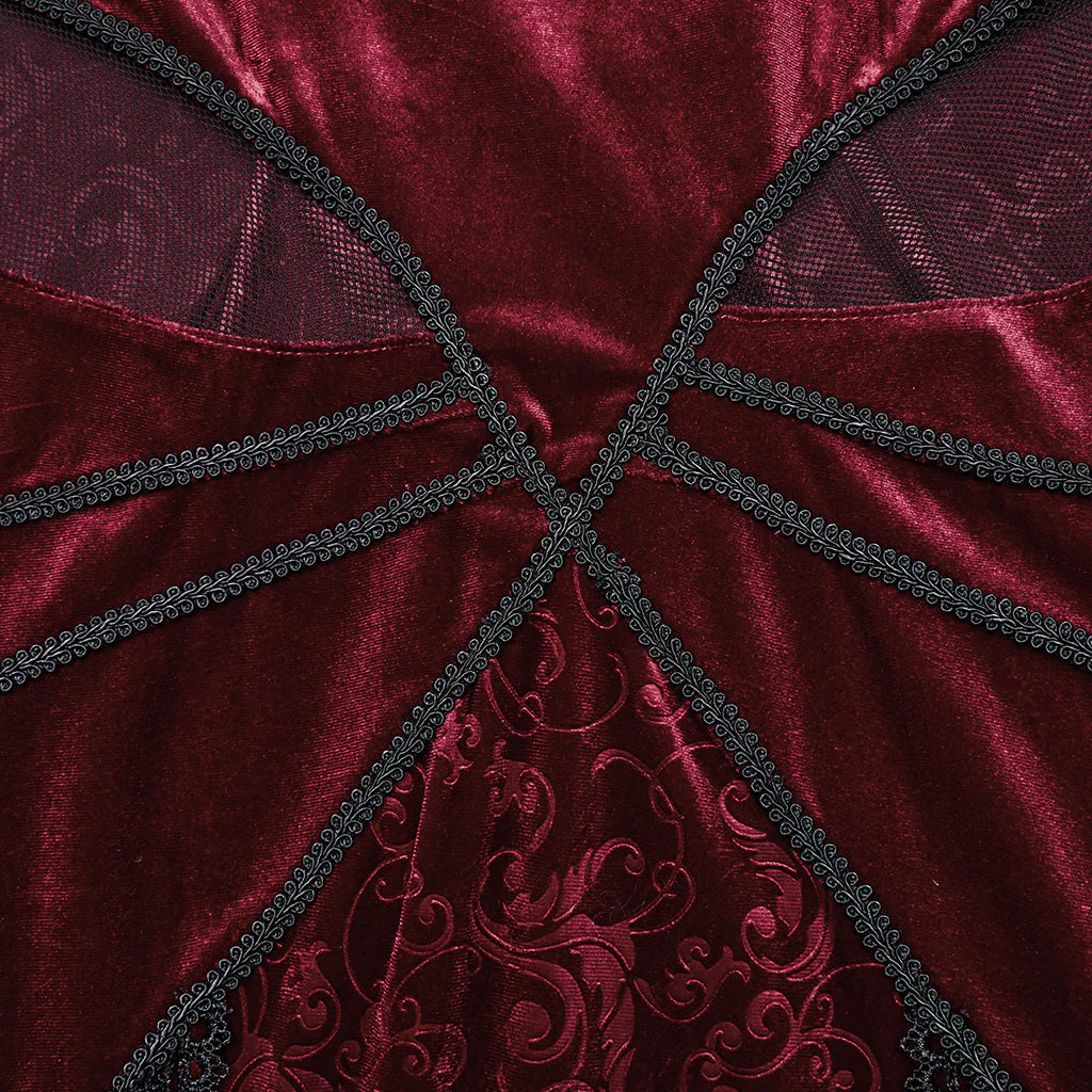 WQ-741LQF Gothic Velvet V-Neck Lace-Up Maxi Dress - Image 7