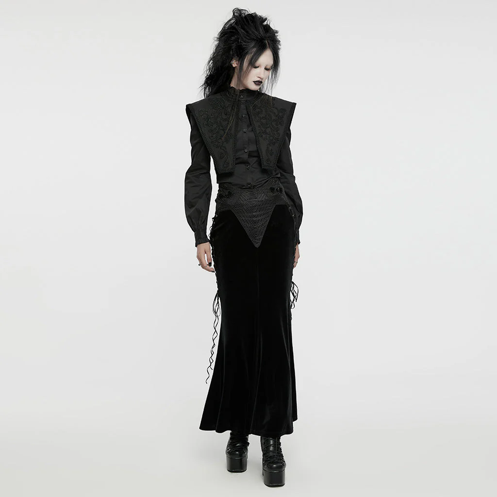 WQ-742BQF Elegant Gothic Fishtail Skirt with Lace-Up Side Details - Image 5