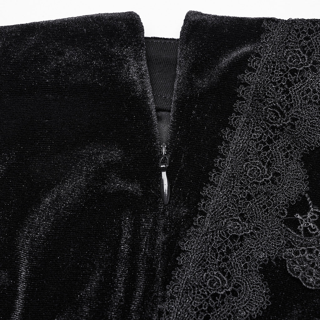 WQ-750BQF Elegant Gothic High-Low Lace Embellished Fishtail Skirt - Image 10