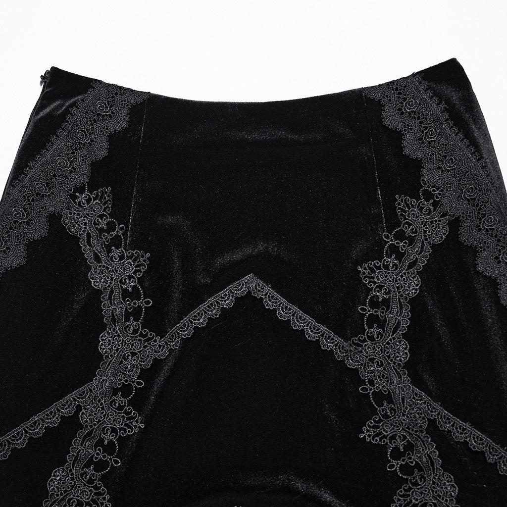 WQ-750BQF Elegant Gothic High-Low Lace Embellished Fishtail Skirt - Image 7