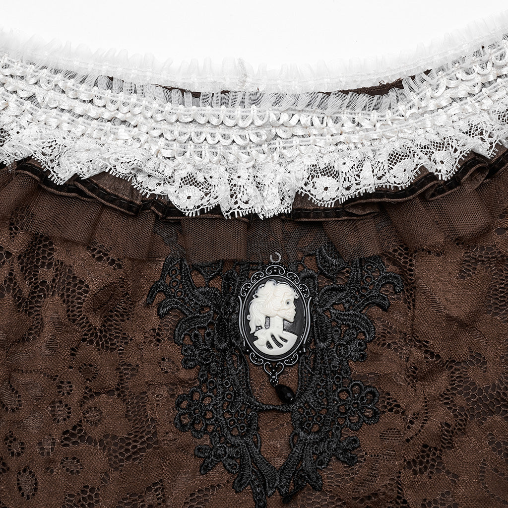 WQ-754LQF Victorian Layered Gothic Dress Off-Shoulder Lace Trimmed Gown - Image 46