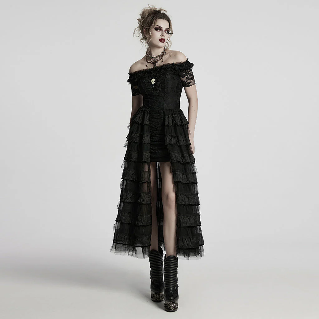 WQ-754LQF Victorian Layered Gothic Dress Off-Shoulder Lace Trimmed Gown - Image 52