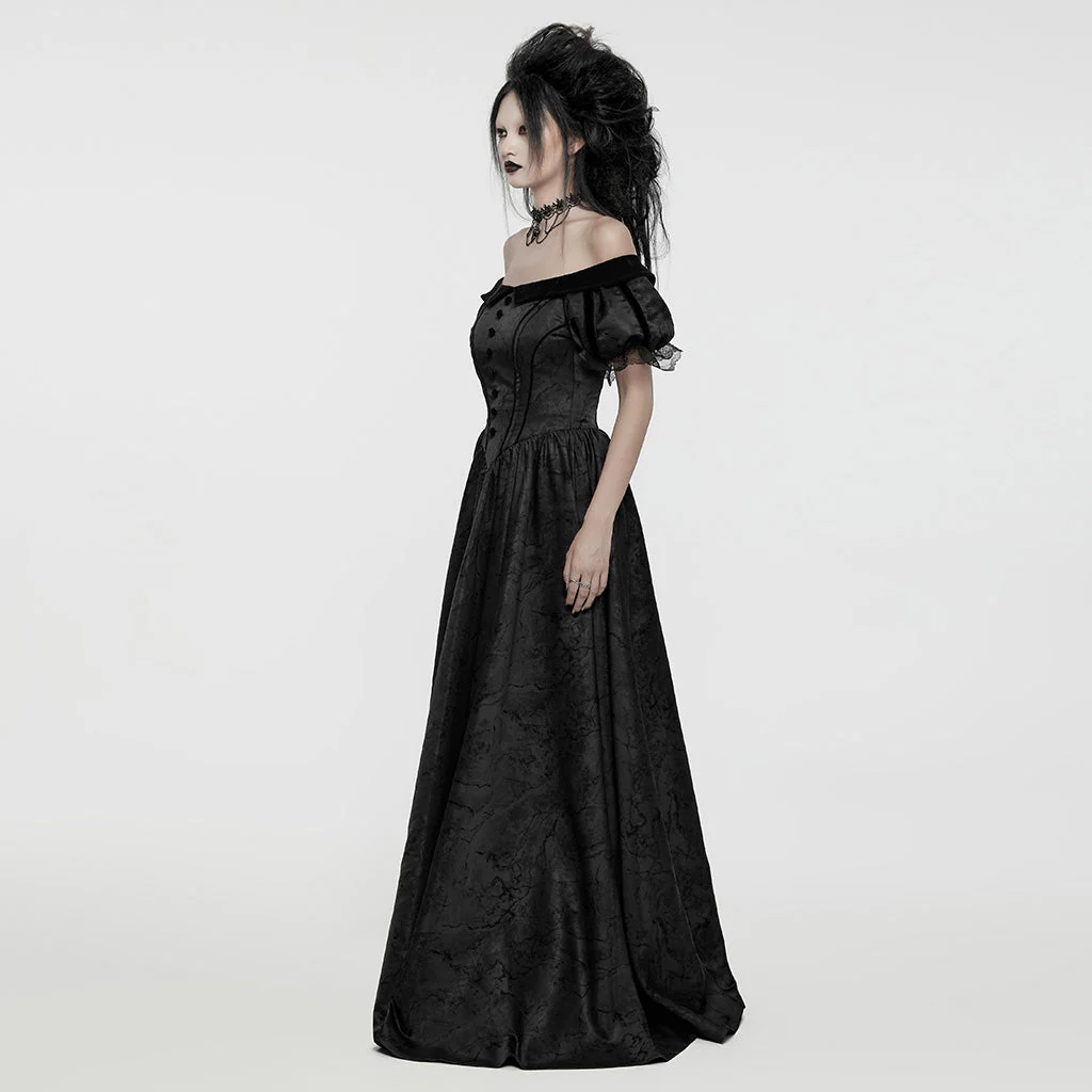 WQ-757LQF Elegant Black Off-Shoulder Gothic Dress With Lace Corset - Image 39
