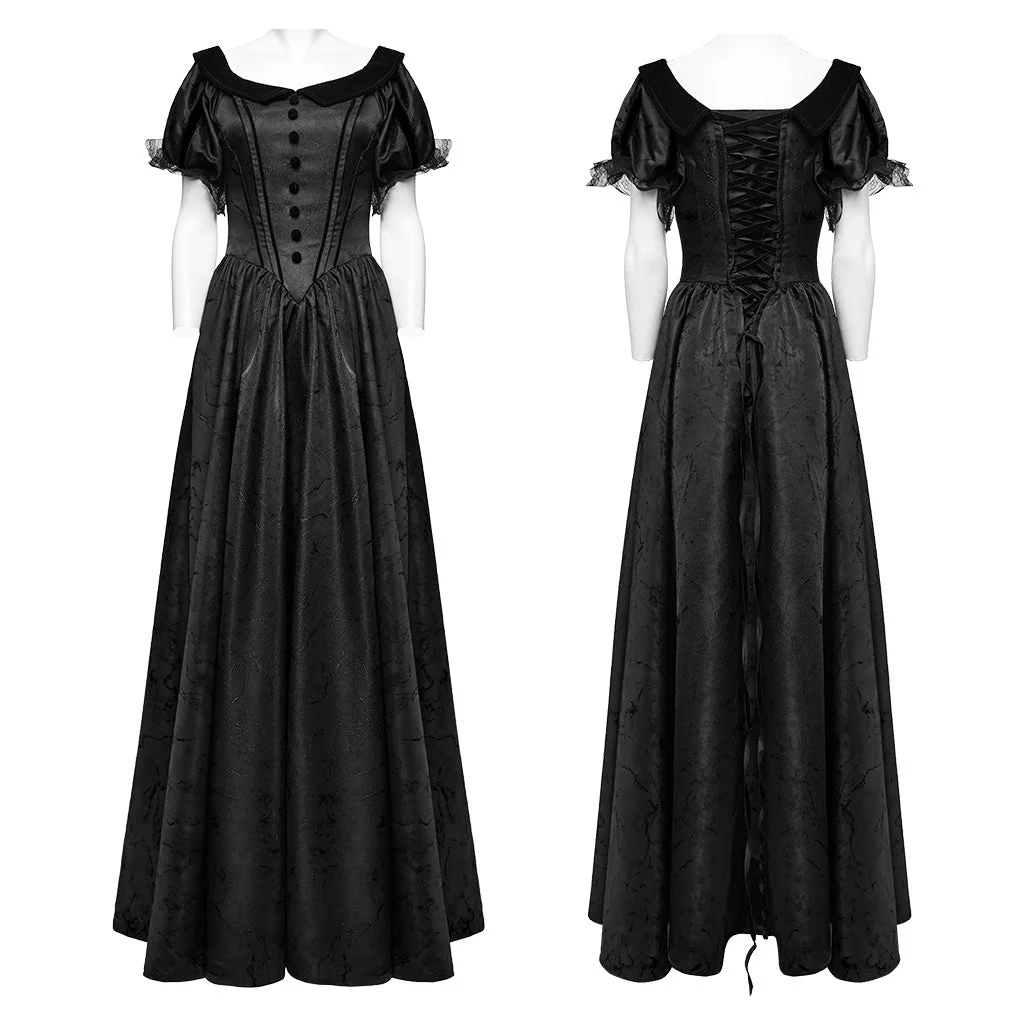 WQ-757LQF Elegant Black Off-Shoulder Gothic Dress With Lace Corset - Image 42