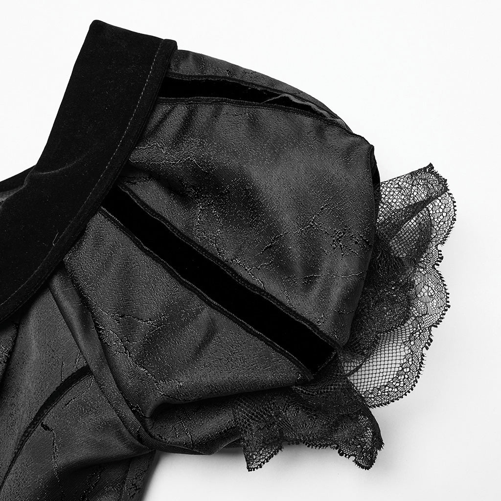 WQ-757LQF Elegant Black Off-Shoulder Gothic Dress With Lace Corset - Image 7