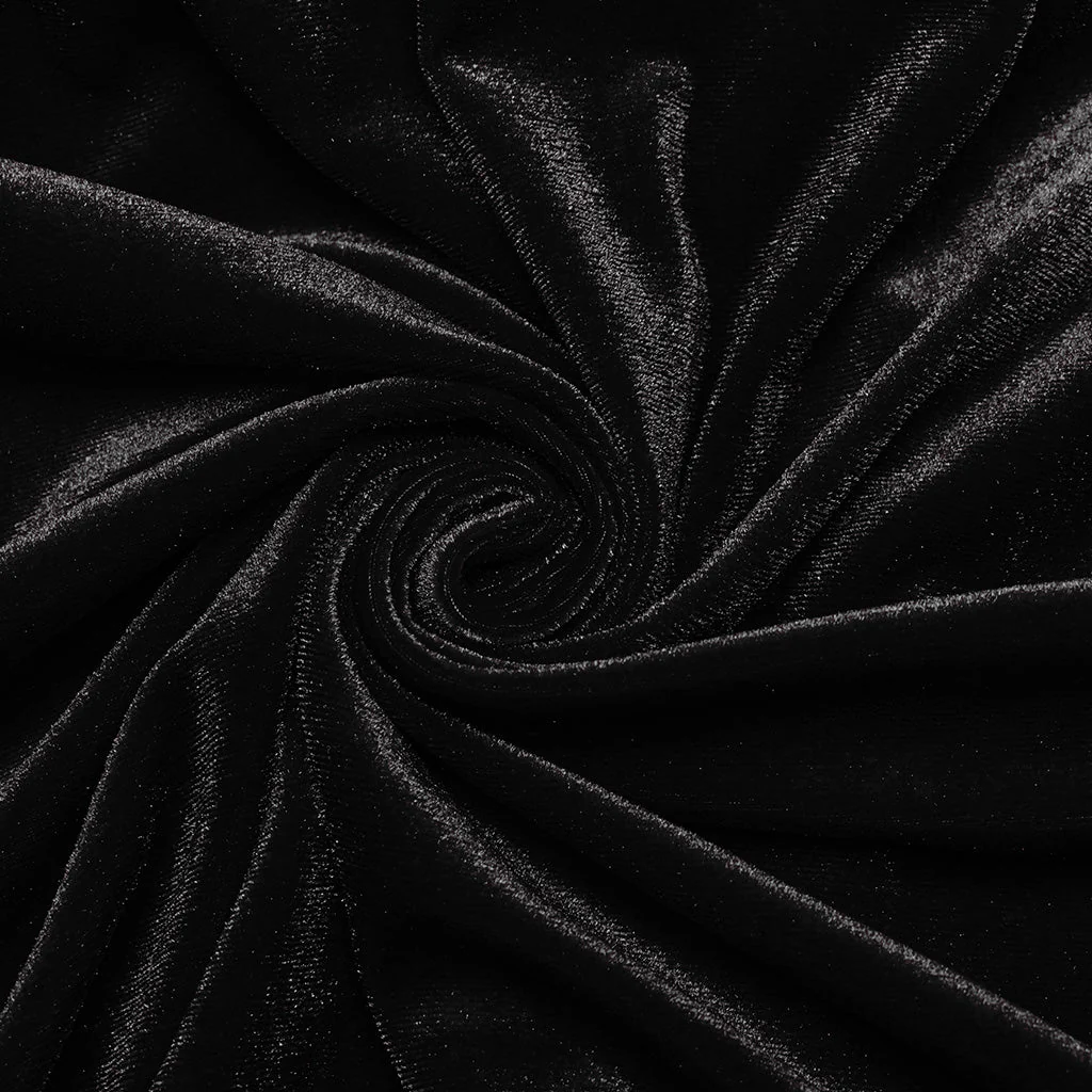 WQ-763LQF Elegant Gothic Velvet Dress with Lace Sleeves and Corset Back - Image 20
