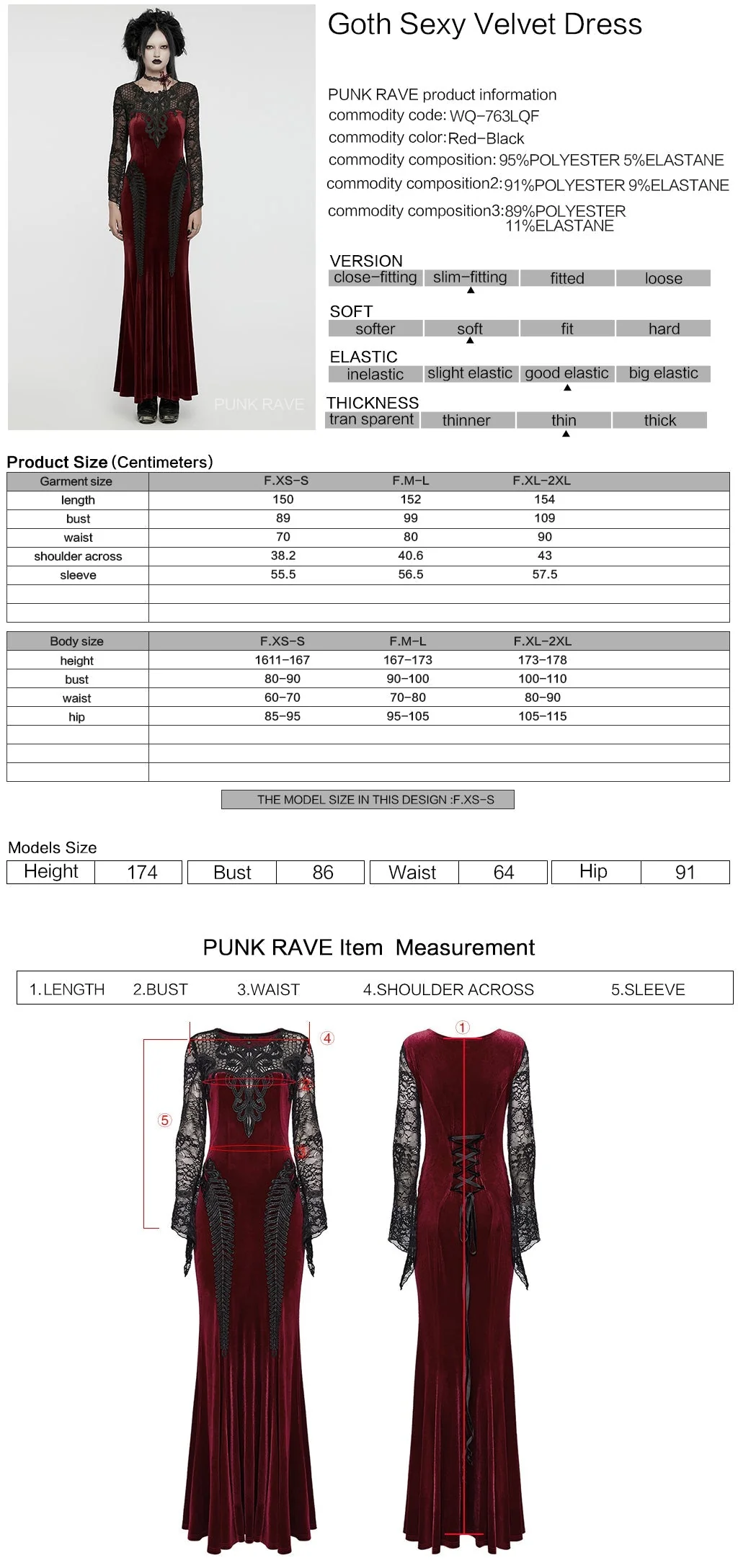 WQ-763LQF Elegant Gothic Velvet Dress with Lace Sleeves and Corset Back - Image 22