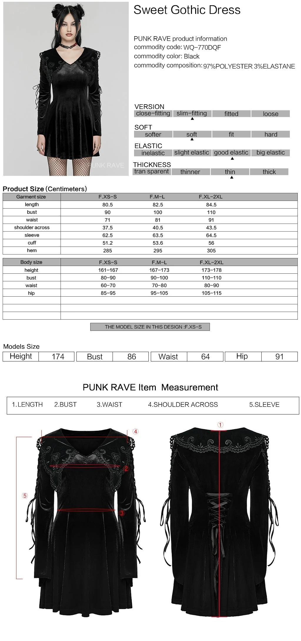 WQ-770LQF Velvet Gothic Dress with Lace Embellishments and Lace-up Back - Image 40