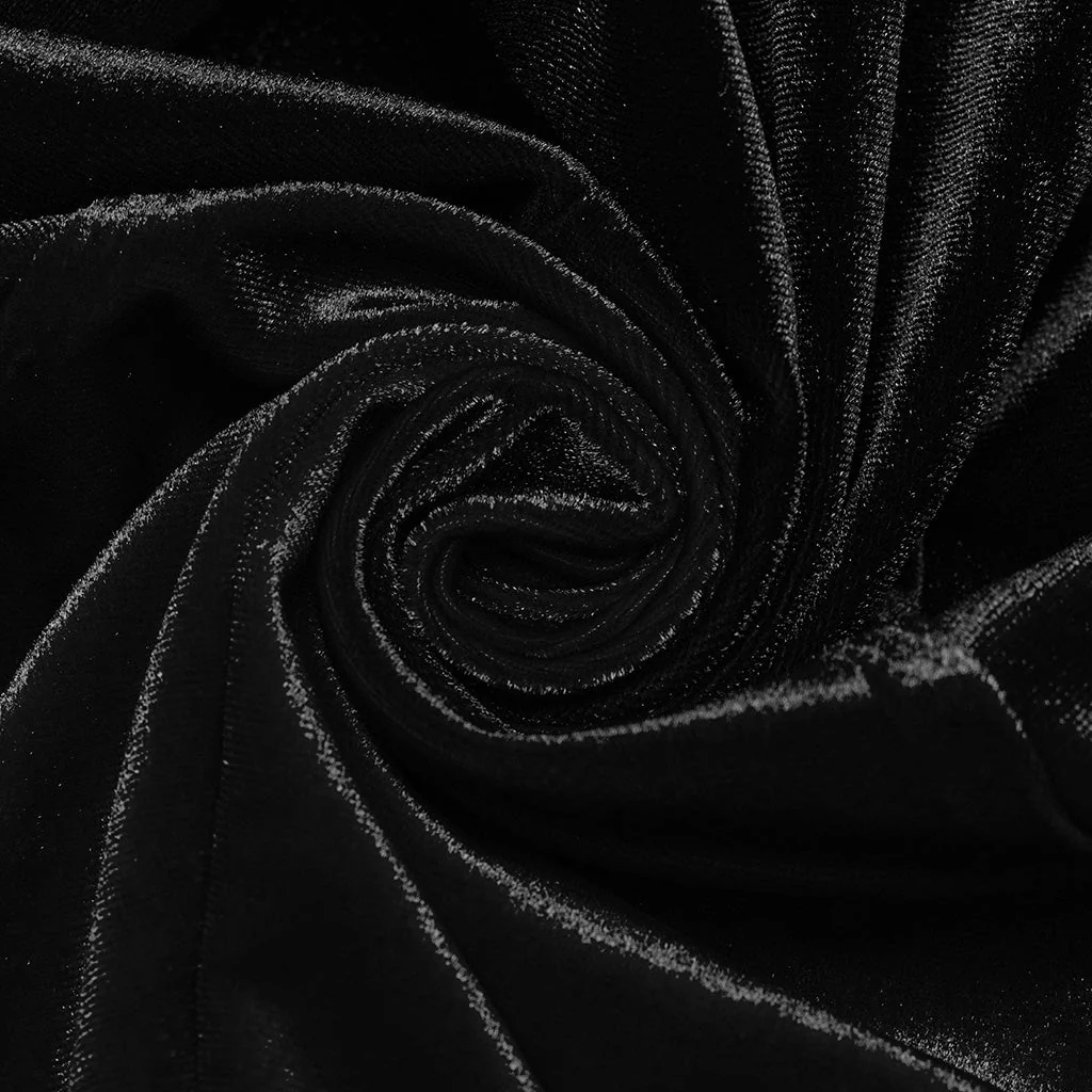 WQ-770LQF Velvet Gothic Dress with Lace Embellishments and Lace-up Back - Image 49