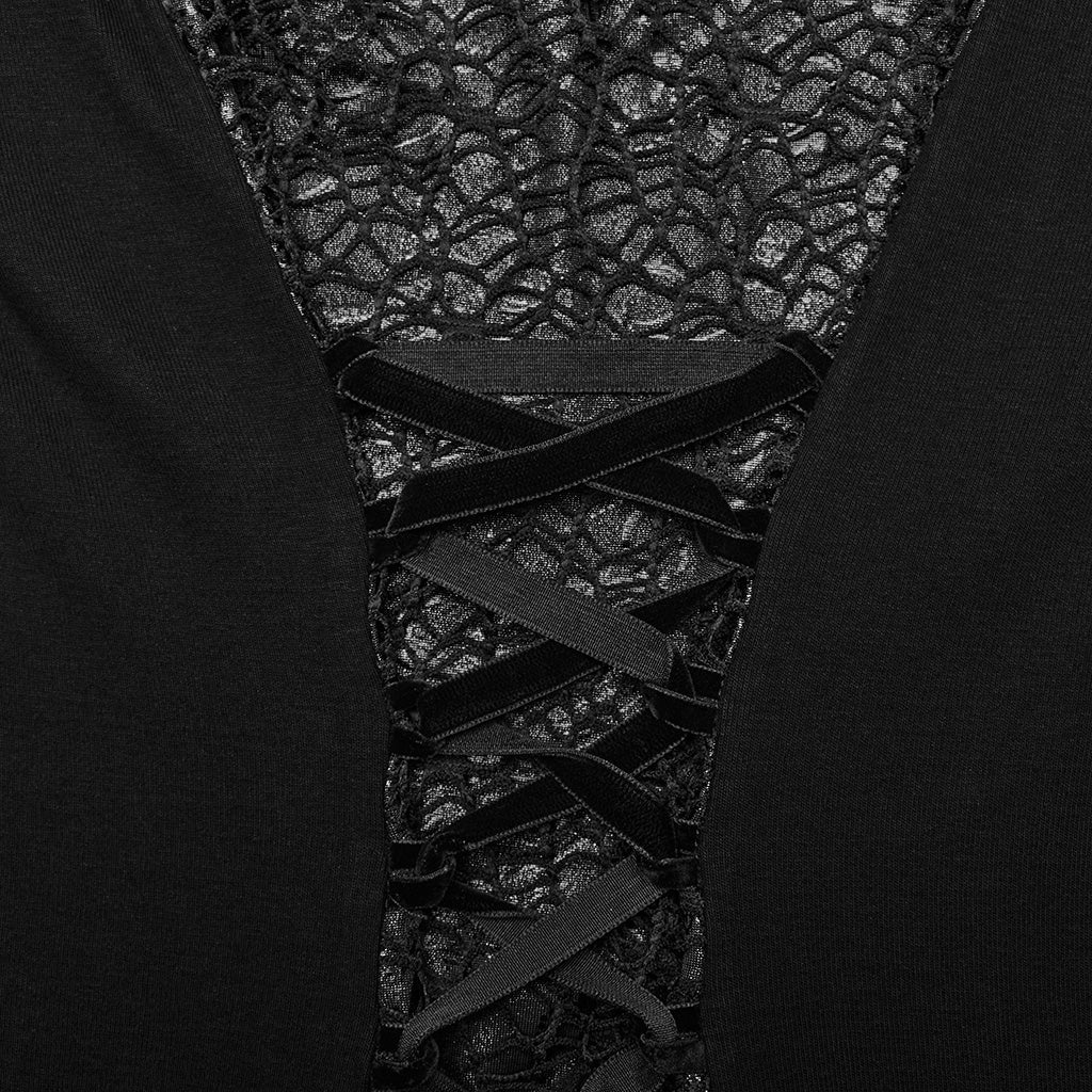WQ-772LQF Elegant Gothic Lace Maxi Dress with Bell Sleeves - Image 30