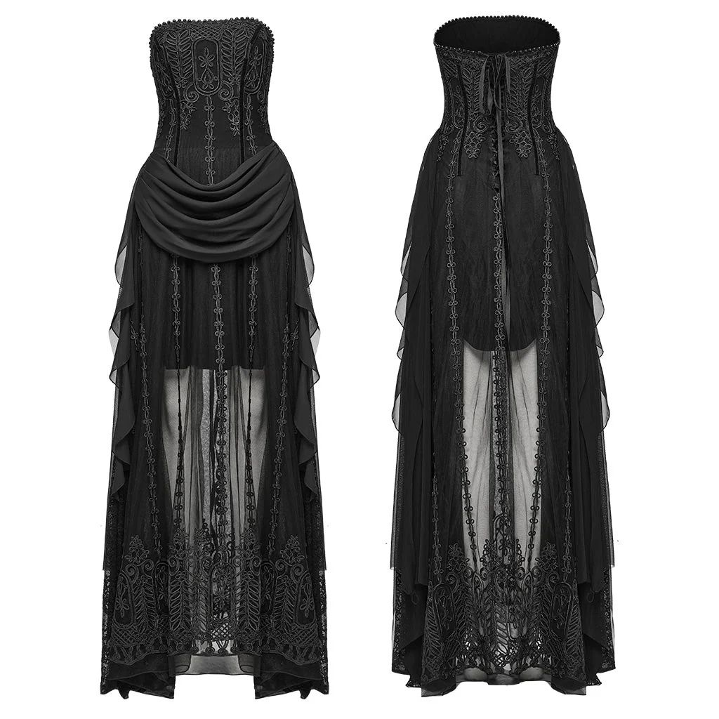 WQ-773LQF Gothic Dress Sheer Lace Embroidered Strapless Elegant Maxi Design - Image 25