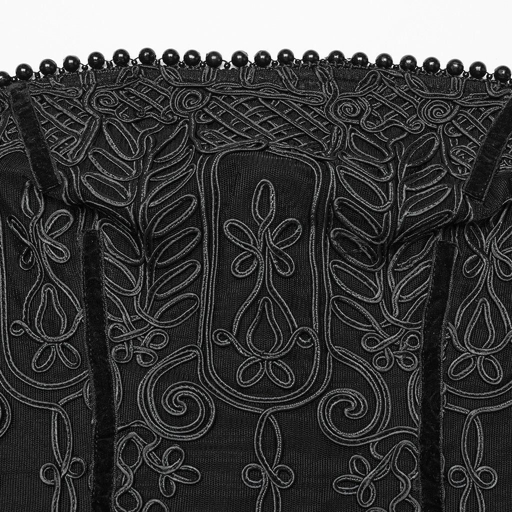 WQ-773LQF Gothic Dress Sheer Lace Embroidered Strapless Elegant Maxi Design - Image 7