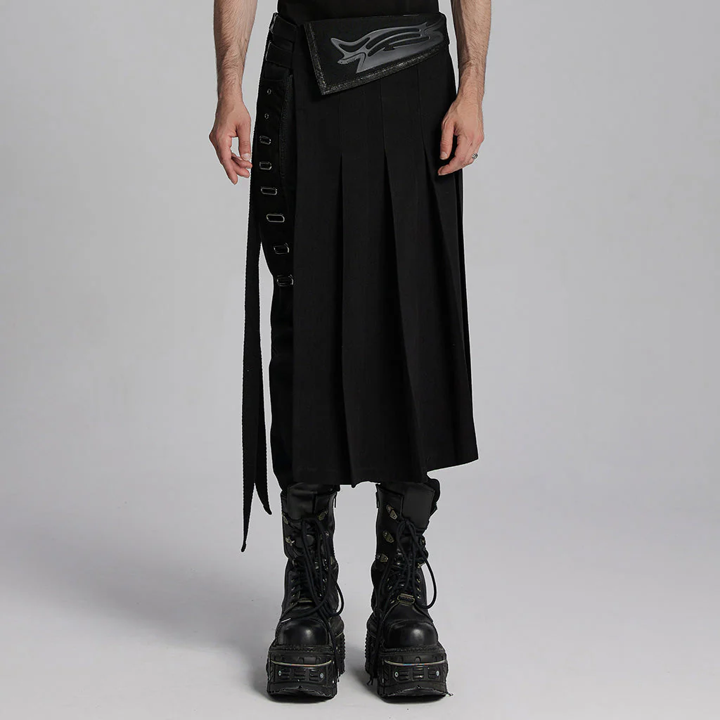 WQ-778BQM Gothic Half Skirt with Strap and Punk Accents