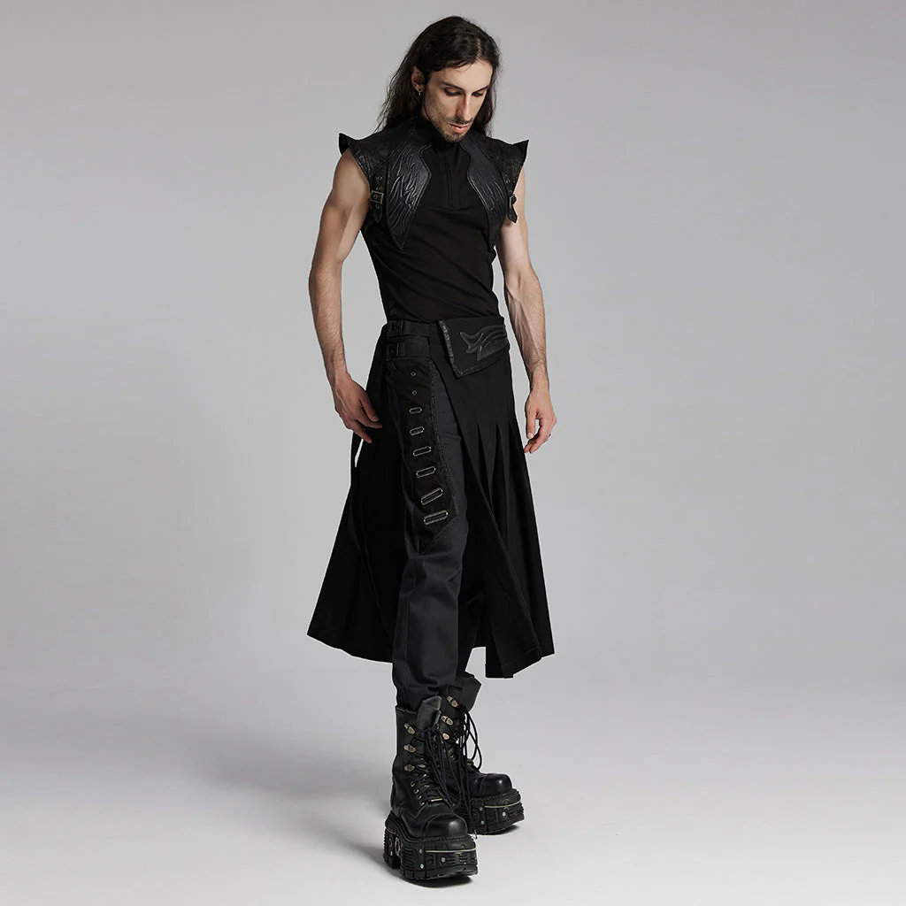 WQ-778BQM Gothic Half Skirt with Strap and Punk Accents - Image 5