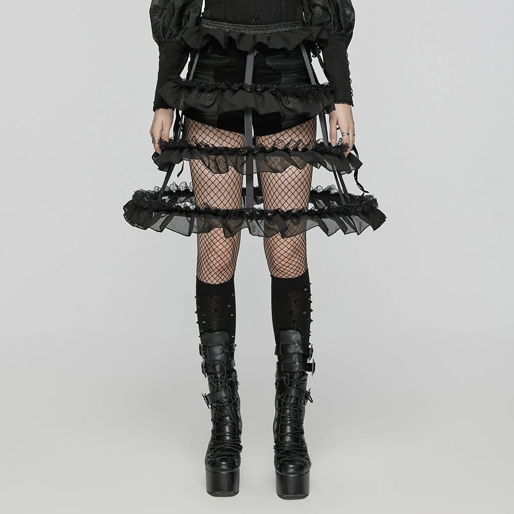WQ-782BQF Gothic Layered Ruffled Skirt Transparent Bustle Design - Image 11