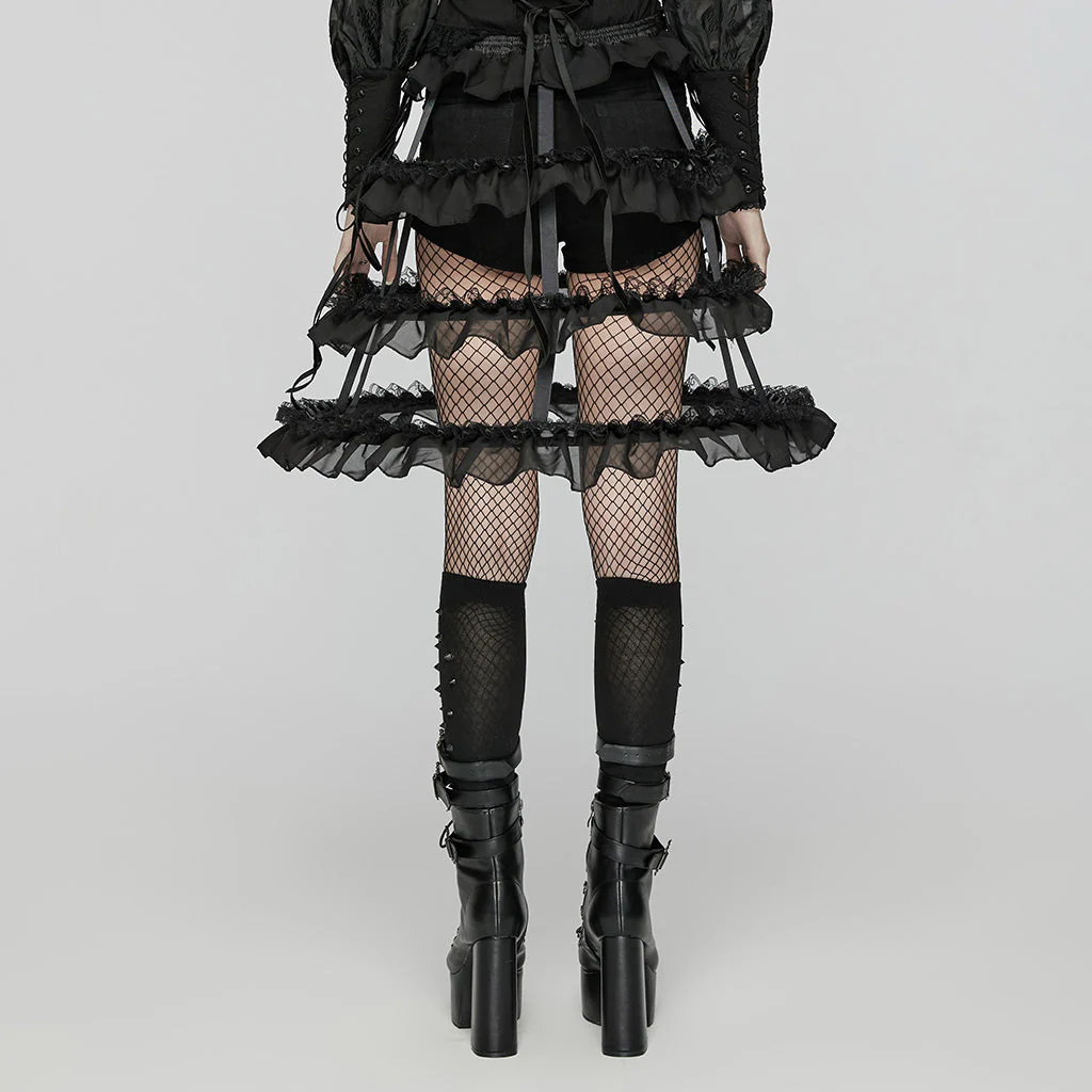 WQ-782BQF Gothic Layered Ruffled Skirt Transparent Bustle Design - Image 14