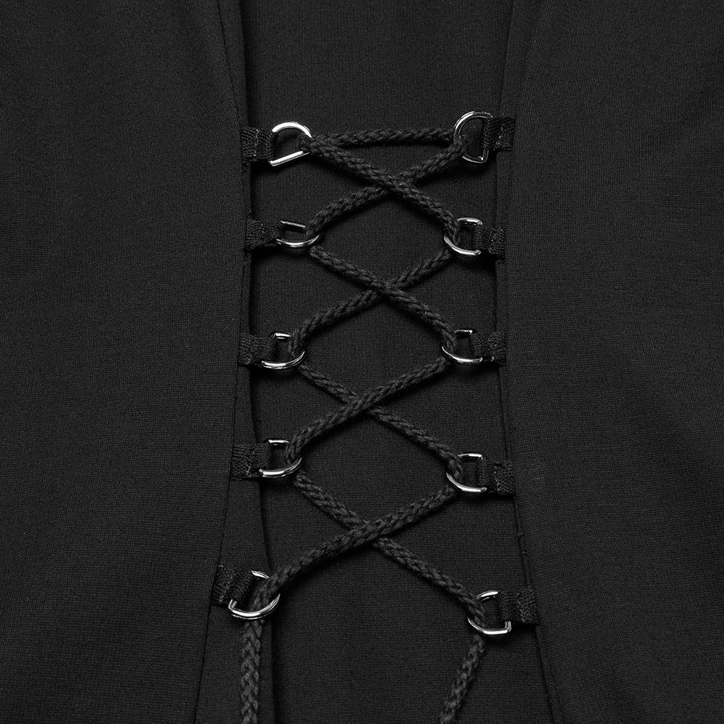 WQ-800LQF Gothic Black Mesh Studded Long Punk Dress - Image 17