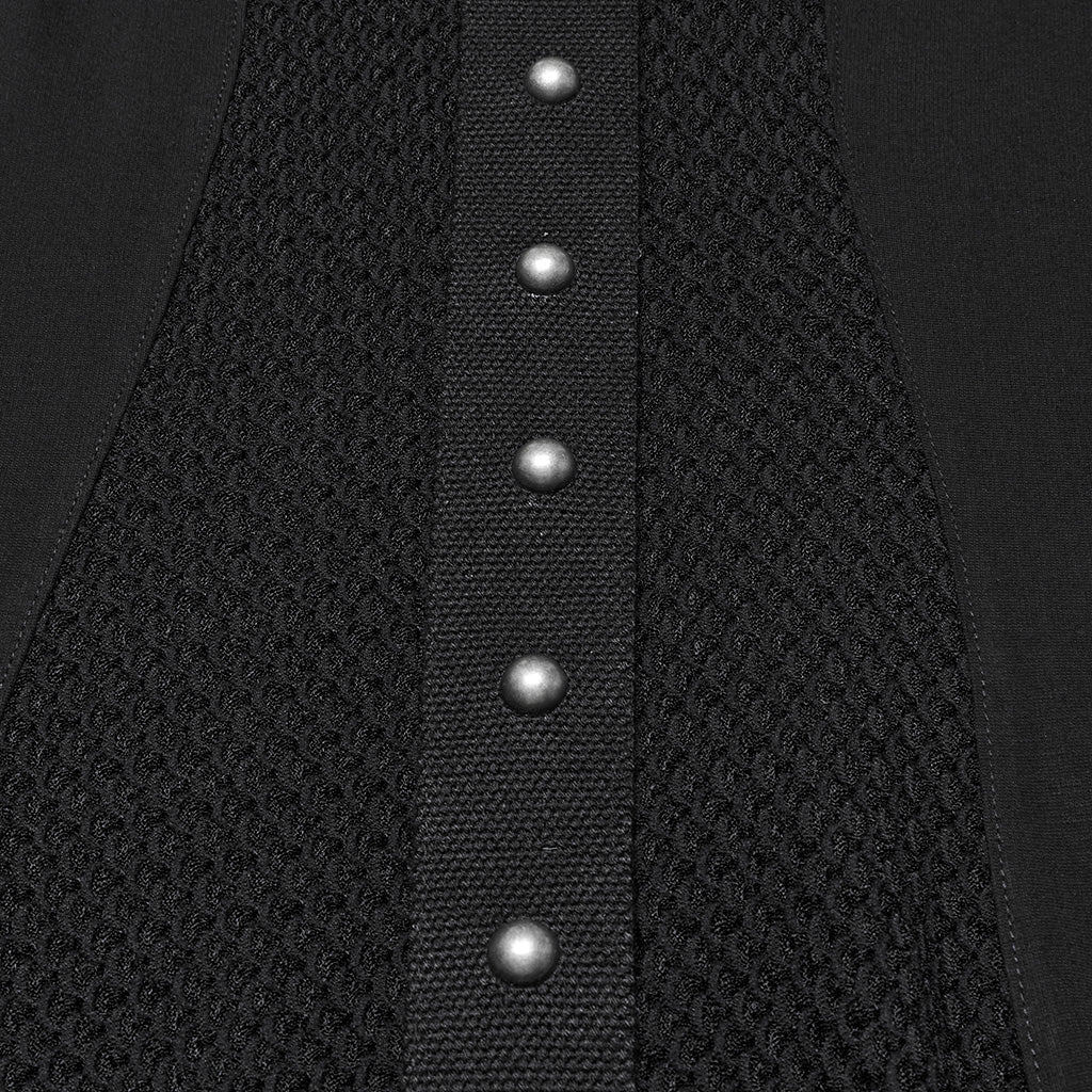 WQ-800LQF Gothic Black Mesh Studded Long Punk Dress - Image 18