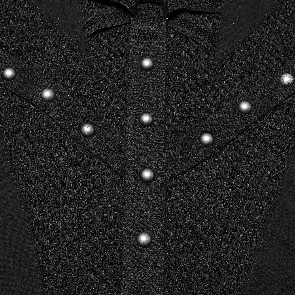 WQ-800LQF Gothic Black Mesh Studded Long Punk Dress - Image 25
