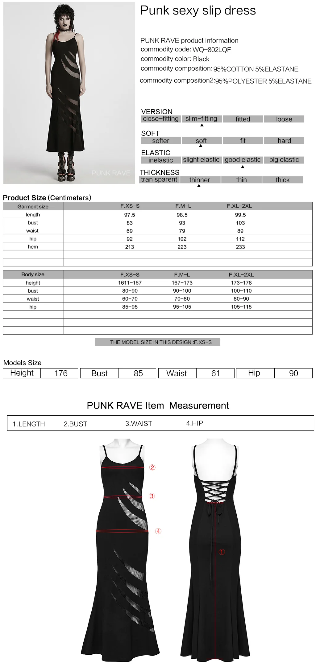 WQ-802LQF Edgy Slashed Strappy Punk Maxi Dress with Mesh Panels - Image 2