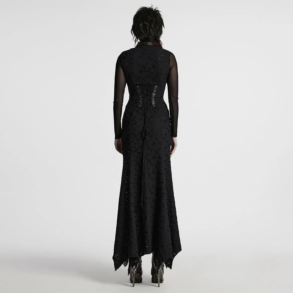 WQ-806LQF Edgy Gothic Black Lace Corset Long Punk Dresses - Image 22