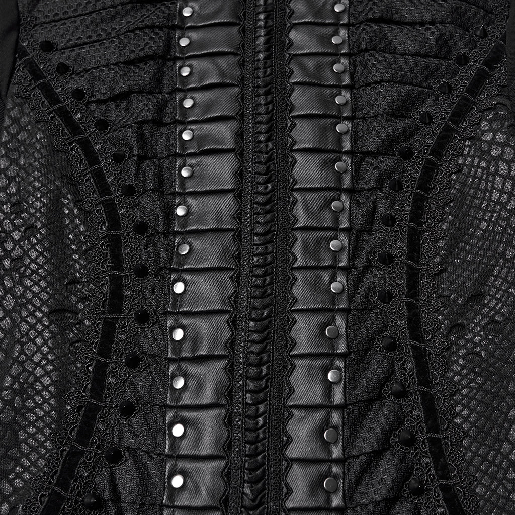 WQ-806LQF Edgy Gothic Black Lace Corset Long Punk Dresses - Image 26