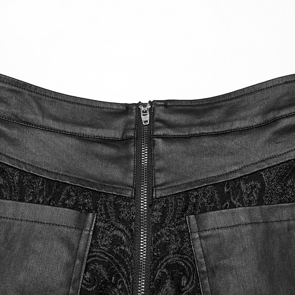 WQ-814BQF Gothic Skirt Black Lace Long Maxi Rivet Details - Image 19