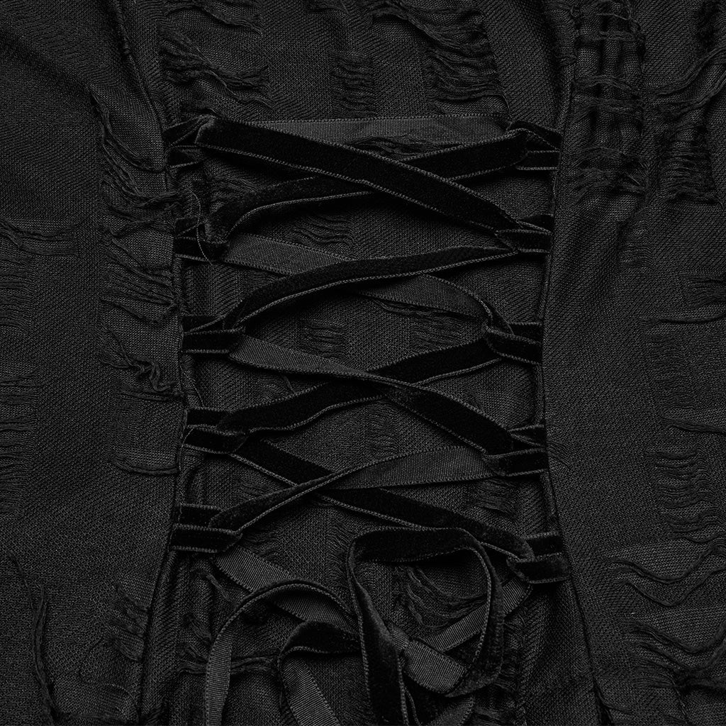 WQ-819LQF Edgy Asymmetrical Gothic Dress with Strappy Details - Image 20